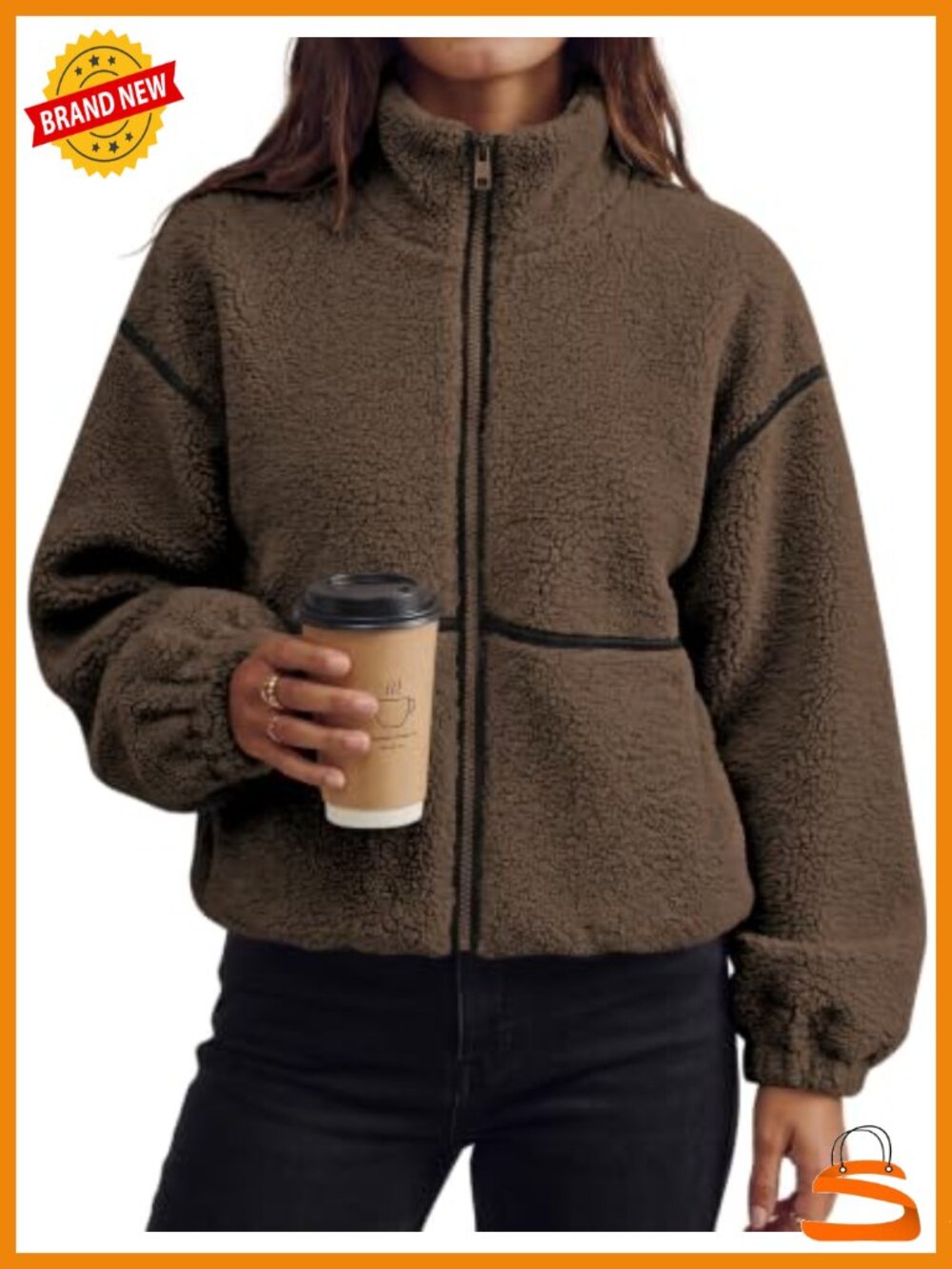 Sherpa Fleece Jacket Oversized Zip Up Warm Winter Coat Women